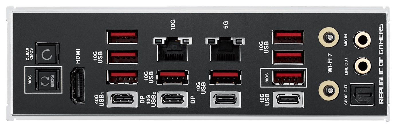 Asus ROG Crosshair X870E Extreme - Rear IO