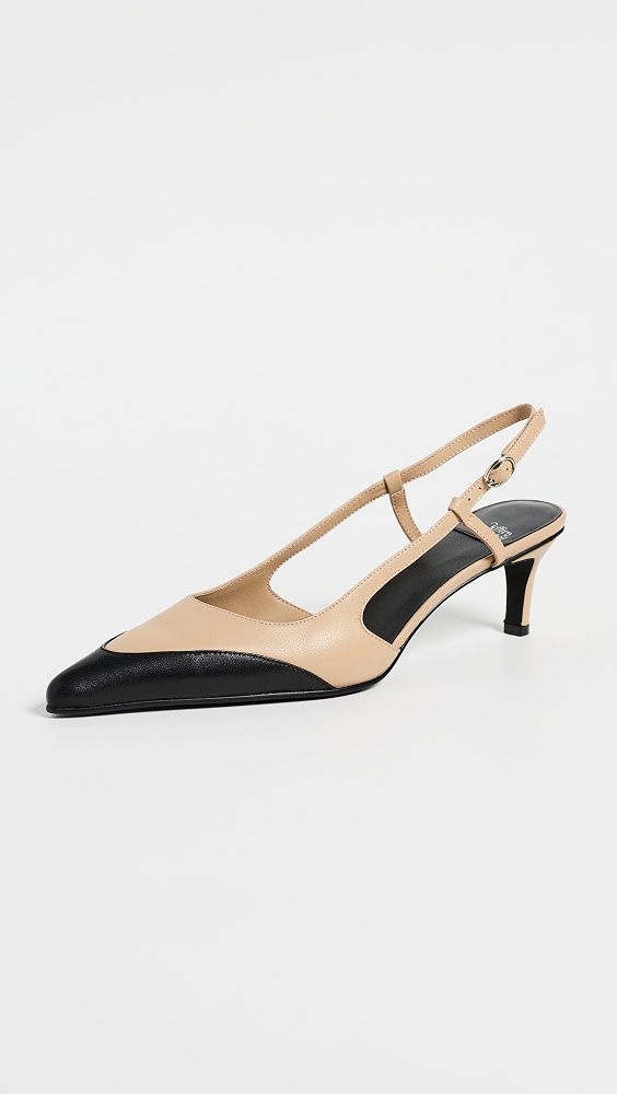 Booshky Slingback Kitten Heels - Natural Black Combo