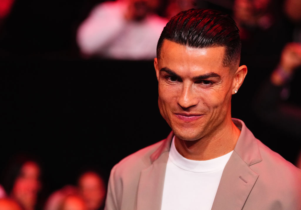 RIYADH, SAUDI ARABIA - FEBRUARY 01: Cristiano Ronaldo looks on during the UFC Fight Night event at anb Arena on February 01, 2025 in Riyadh, Saudi Arabia. (Photo by Chris Unger/Zuffa LLC)