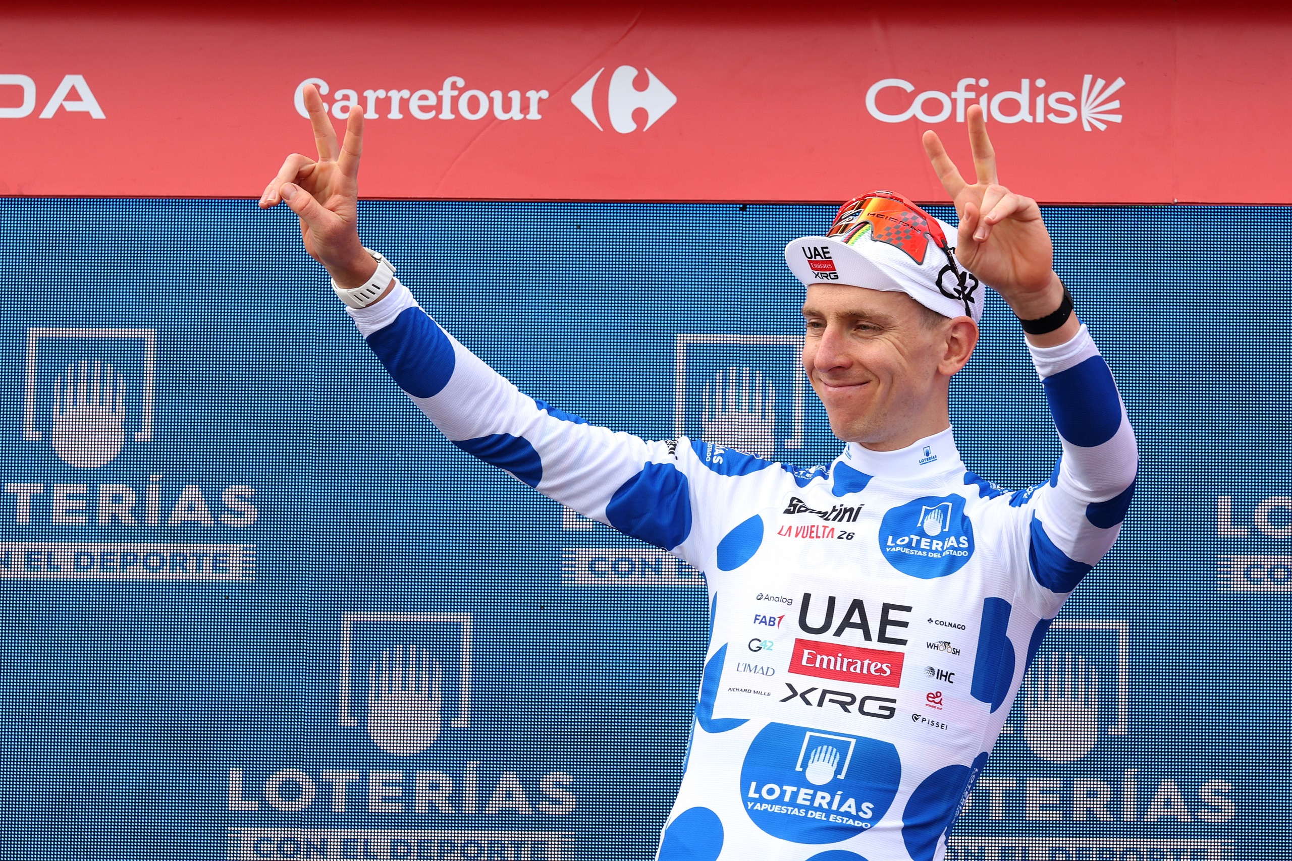 Tadej Pogačar at the 2026 Vuelta a Espa&ntilde;a prior to his crash