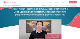 Website screenshot for Deep Learning Specialization by deeplearning.ai