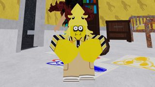 The Squid Kid from 99 Nights in the Forest sitting and staring straight ahead