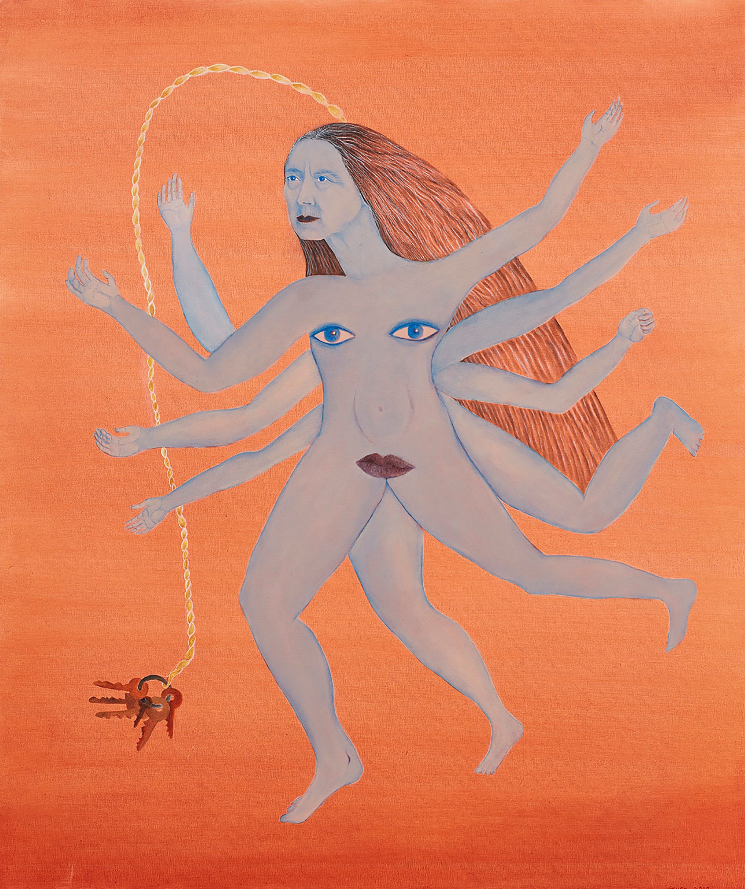 painting of woman with multiple arms and legs