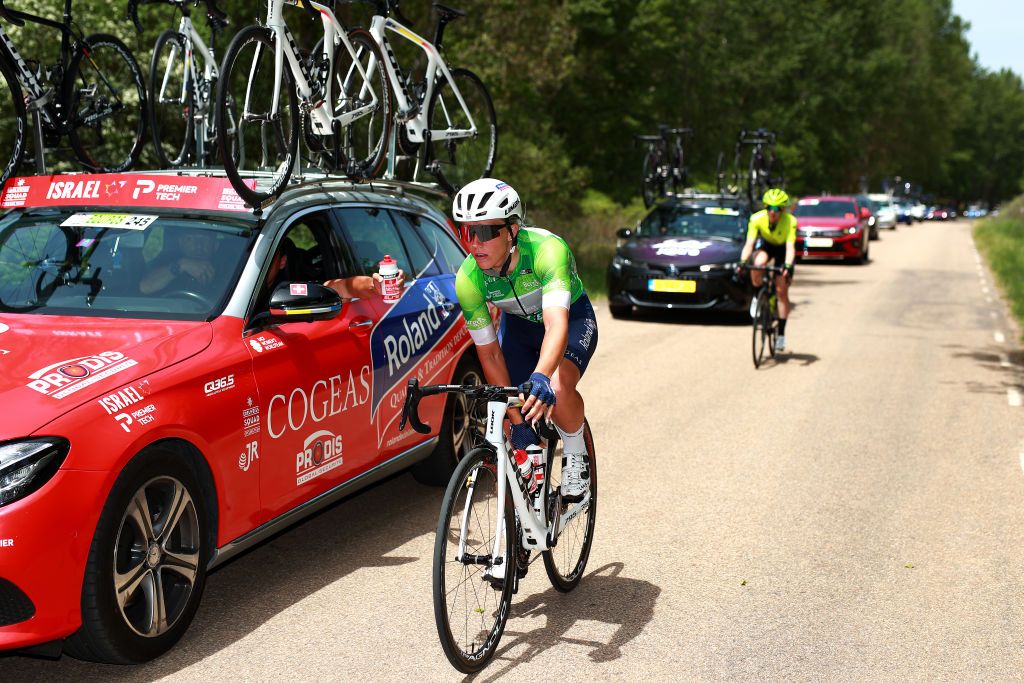 AGUILAR DE CAMPOO SPAIN MAY 20 Tamara DronovaBalabolina of Russia and Team Roland Cogeas EdelweissIsraelPremier Tech green points jersey competes during the 7th Vuelta a Burgos Feminas 2022 Stage 2 a 128km stage from Sasamn to Aguilar de Campoo VueltaBurgos BurgosFem UCIWWT on May 20 2022 in Aguilar de Campoo Spain Photo by Gonzalo Arroyo MorenoGetty Images