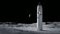 An illustration of SpaceX's Starship on the moon. April 16, 2021, NASA announced that SpaceX won the contract to build the lunar lander for its Artemis program.