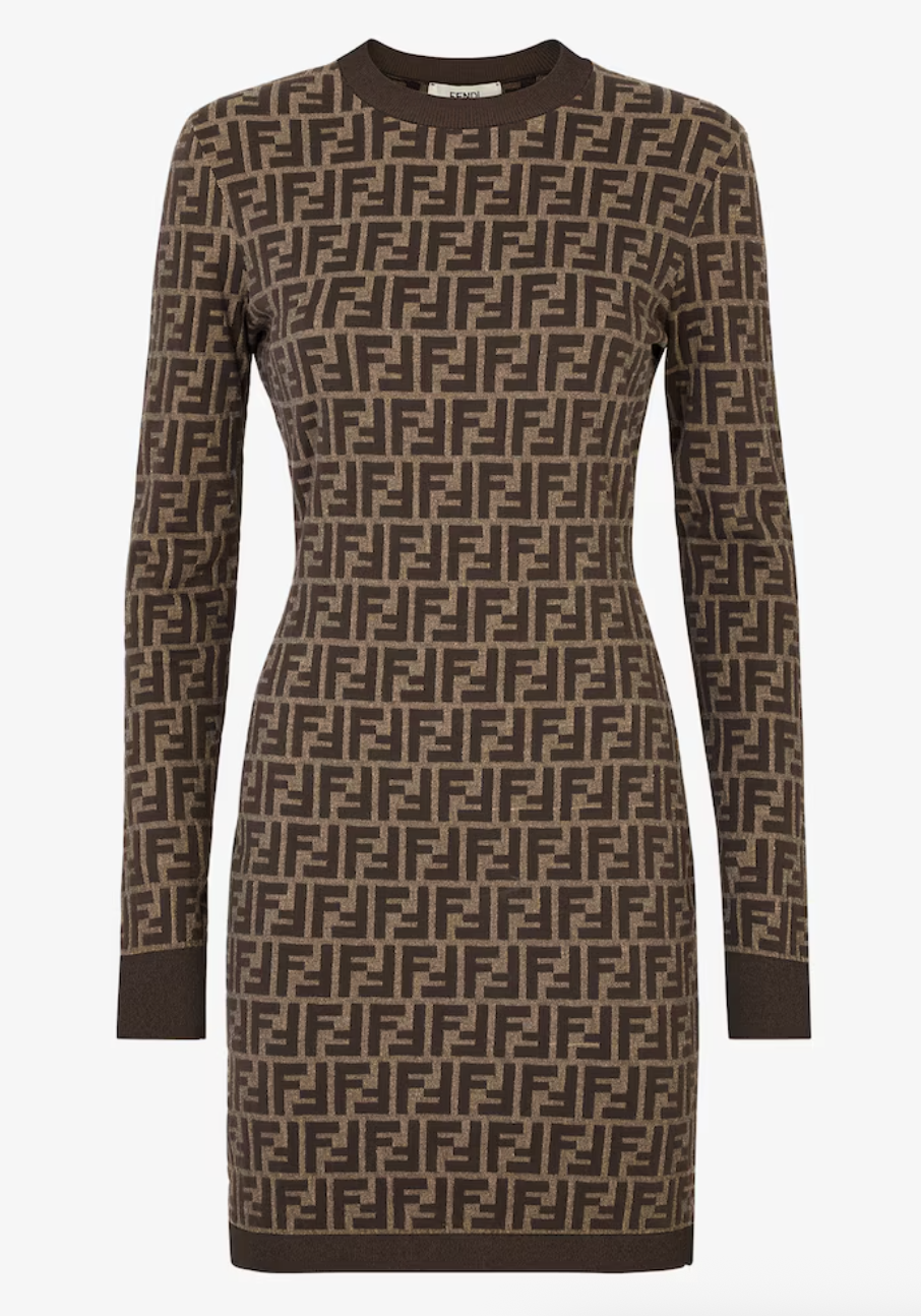 Fendi, Brown FF cotton short dress