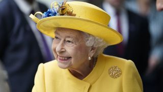 Queen Elizabeth II arrives to mark the completion of London's Crossrail project at Paddington Station on May 17, 2022 in London, England.