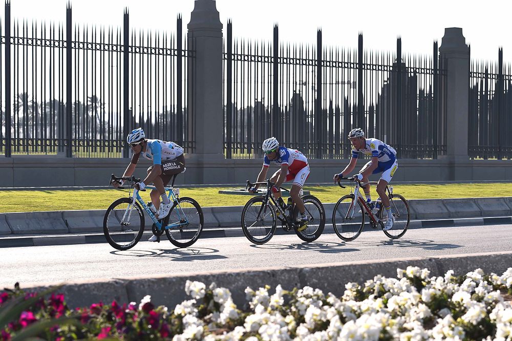 Qatar stage 5 breakaway riders Jesse Sergent, Tim DeClercq and Steven Tronet.