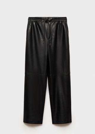 Mango, Leather-Effect Elastic Waist Trousers