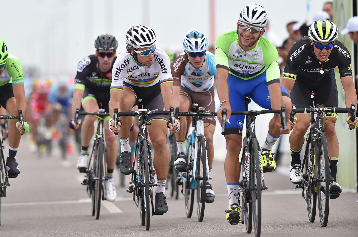 Fernando Gaviria after winning the sprint for second place
