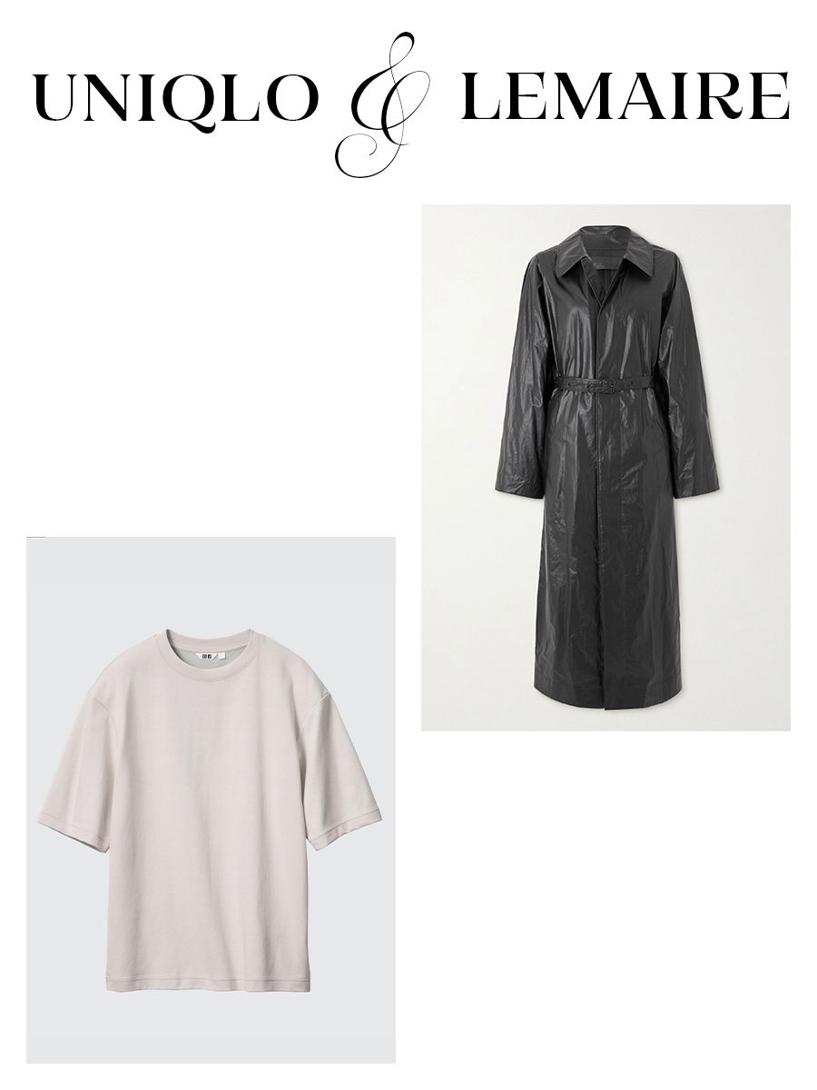 A slide with two images from Uniqlo (left) and Lemaire (right) with both brands' names printed in capital black serif letters.