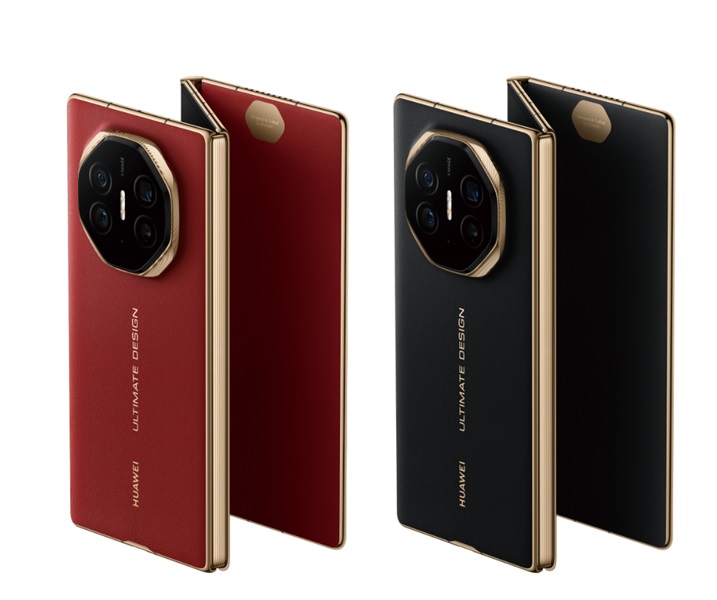 The Huawei Mate XT in its red and black colorways.