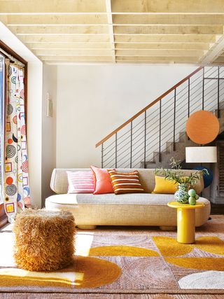Geometric rug in a living room