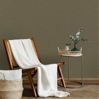 Grandeco Telma Linen Plain Fabric Hessian Woven Textured Wallpaper - Dark Green