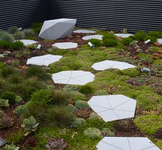 The art-strewn roof garden