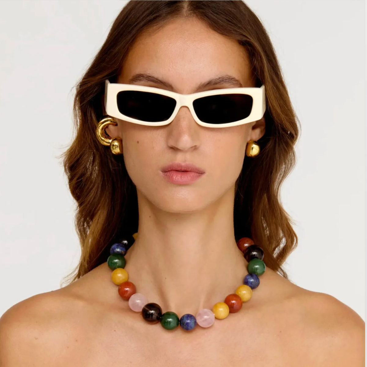 &eacute;liou model wearing contemporary jewellery brand
