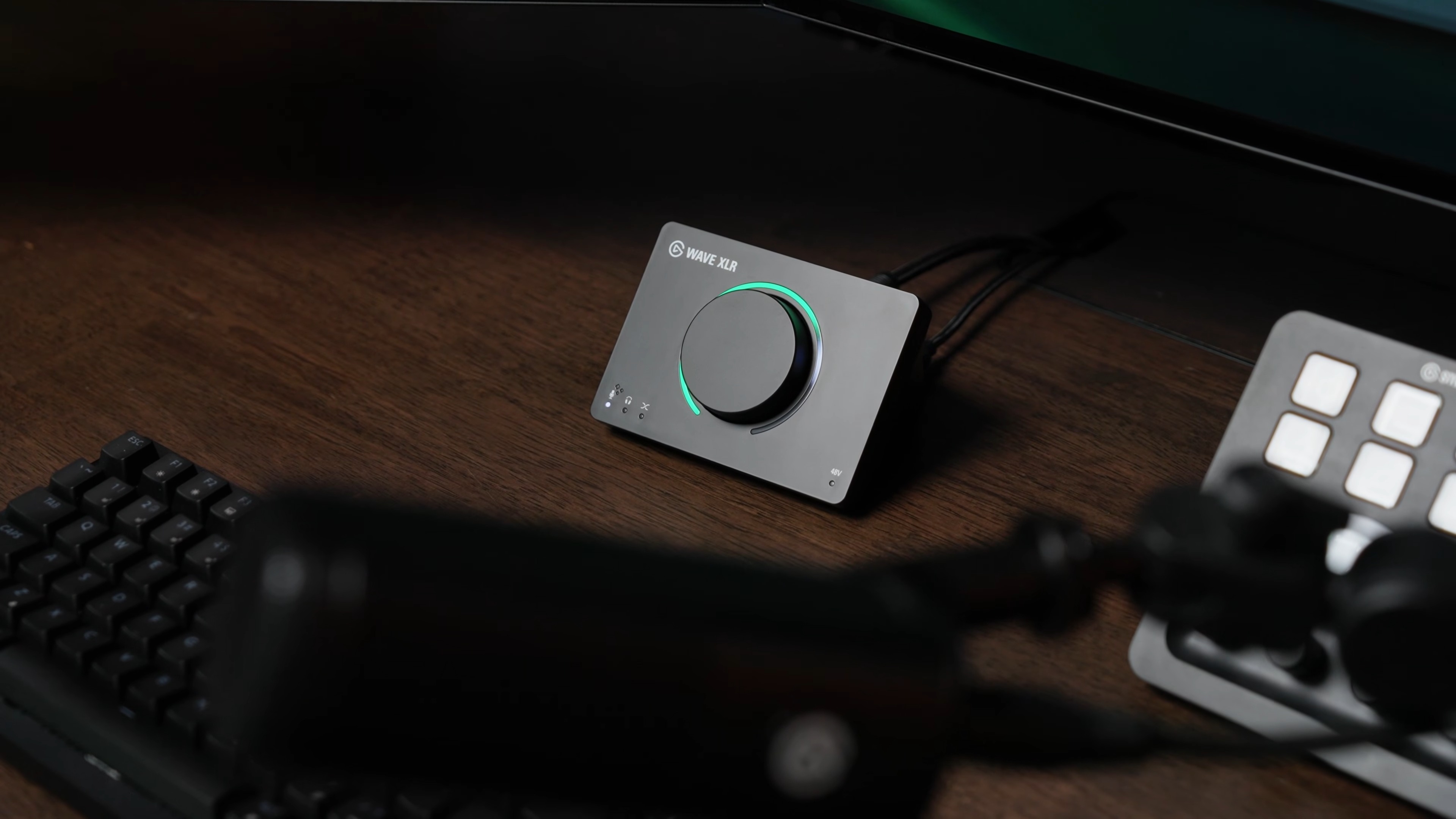 An Elgato Wave XLR MK.2 on a gaming desk