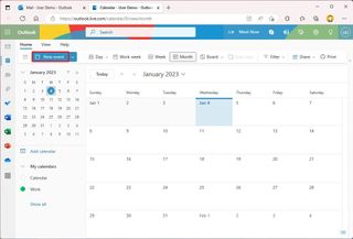 Outlook web create new event