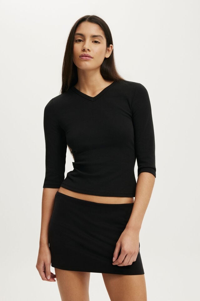 cotton on, 90S High V Neck &amp;frac34; Sleeve