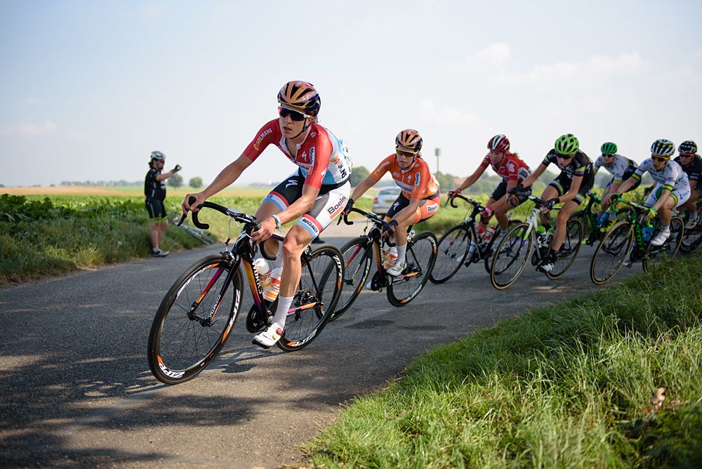 Christine Majerus (Boels Dolmans) sets the pace of the peloton at the 123 km Stage 3 of the Boels Ladies Tour 2016