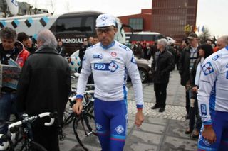 Frederic Guesdon (FDJ) comes to life on the cobbles.
