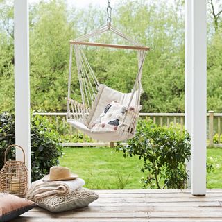 Hanging chair on porch