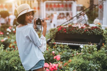 Person Taking Pictures Of A Flower Garden