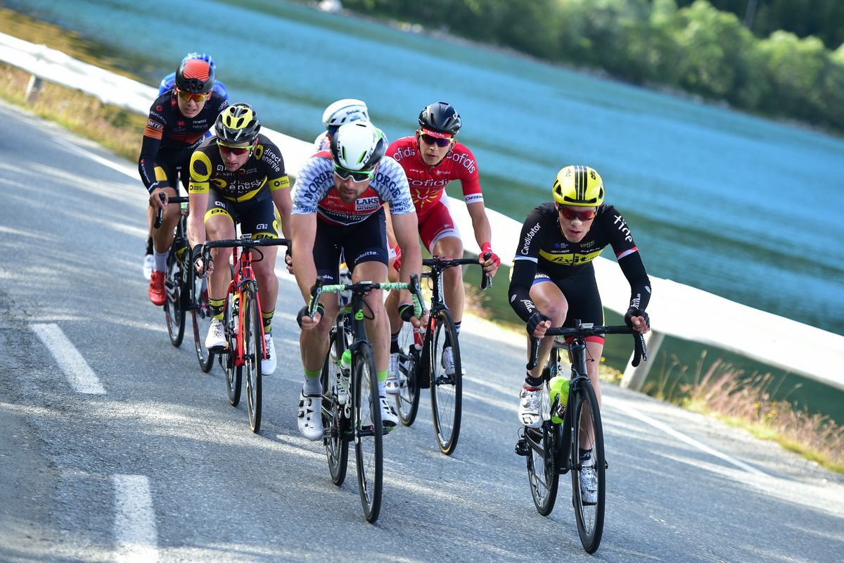 The breakaway in action with Bernie Eisel driving the pace