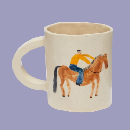 Man on Horse Hand-Painted Ceramic Mug