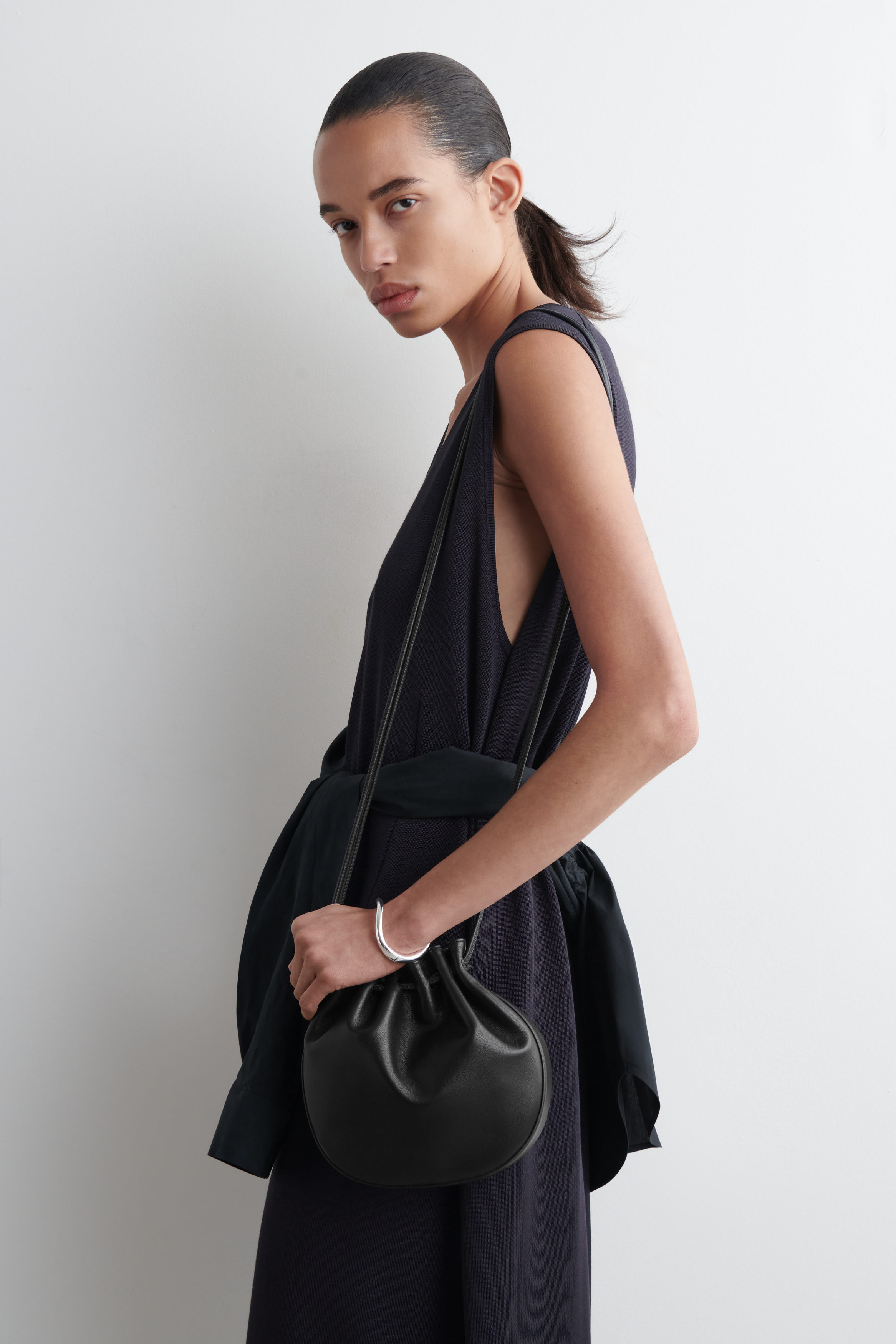 Gathered Pouch Bag - Leather