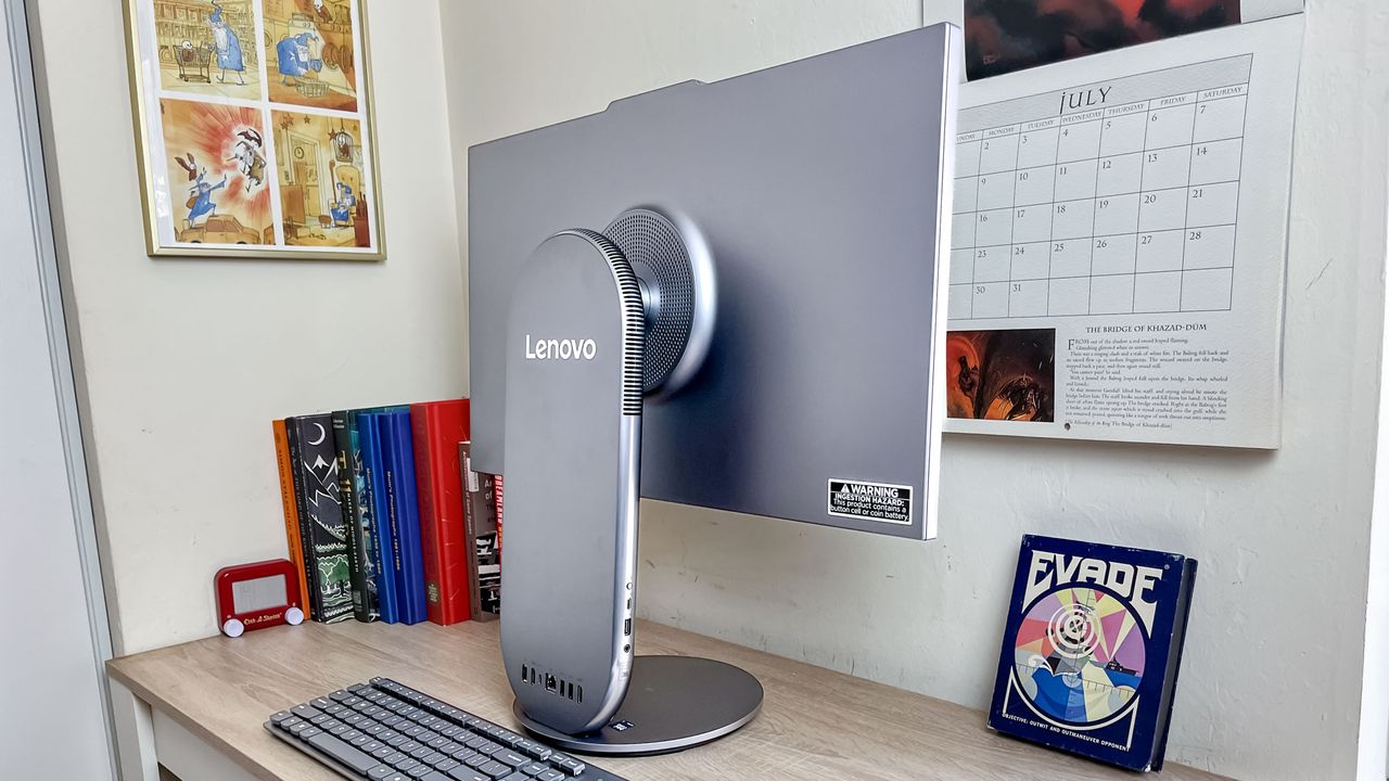 Lenovo Yoga AIO 27 review unit on a desk