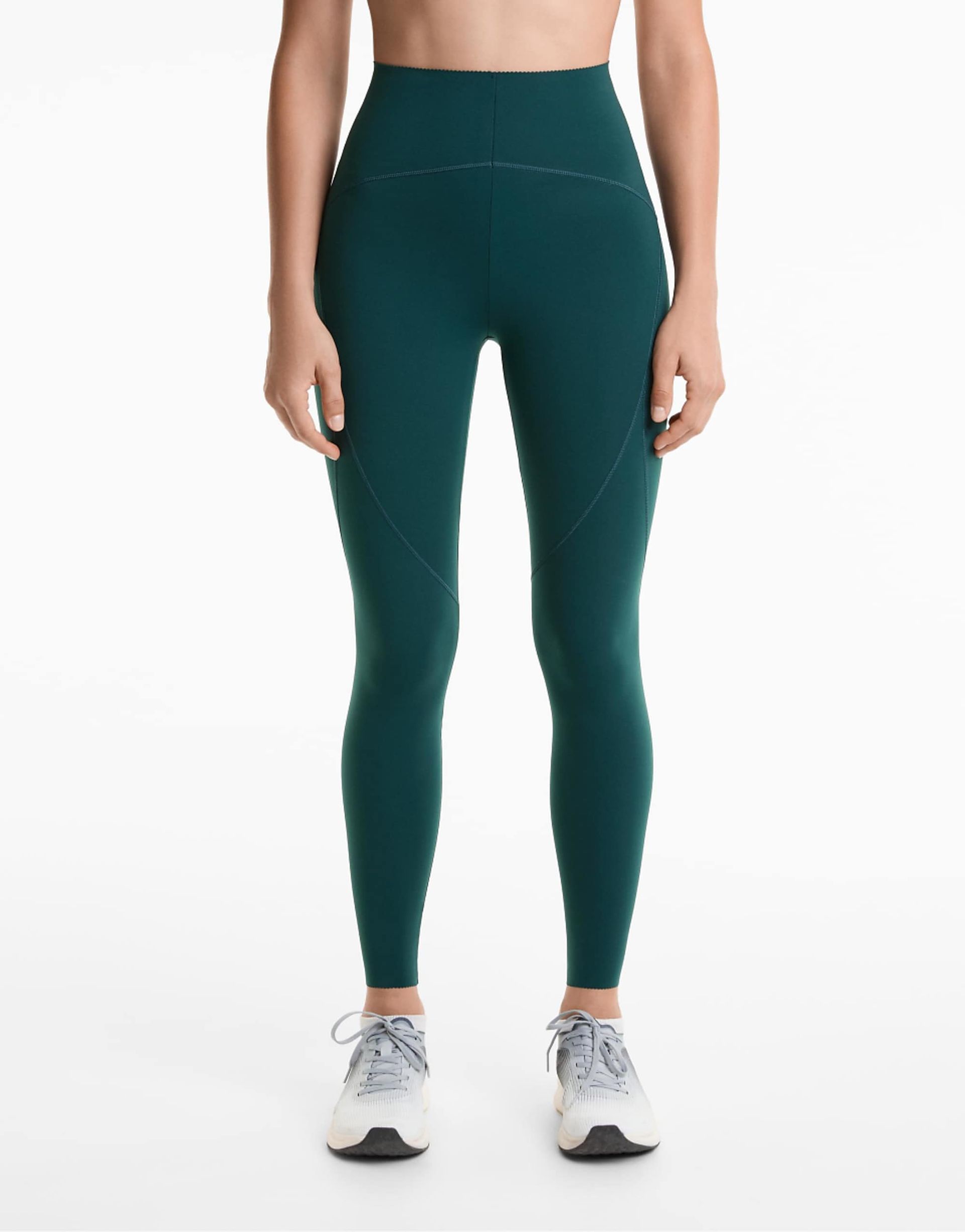 Oysho Basic Compressive Ankle-Length Leggings in Sea Green