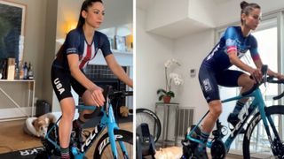 Kristen Kulchinsky riding in both her USA and ZRL kits