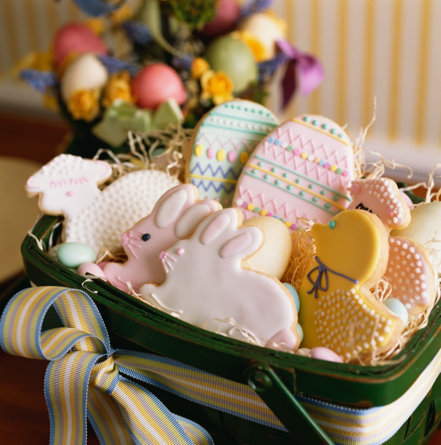 easter basket with cookies