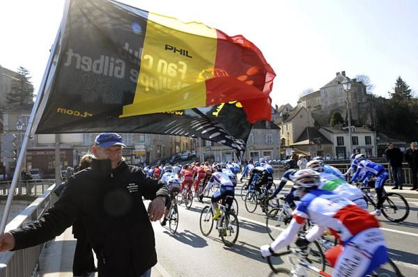 A fan of Belgium's Philippe Gilbert shows his support.