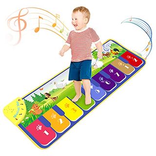 Kids Non-Slip Piano Mat, Musical Keyboard Playmat, Music Dance Mat Multifunction Electronic Music Animal Touch Play Blanket Toys Gifts for Baby Toddlers Boys 1-4 Years Old (110 * 36cm)