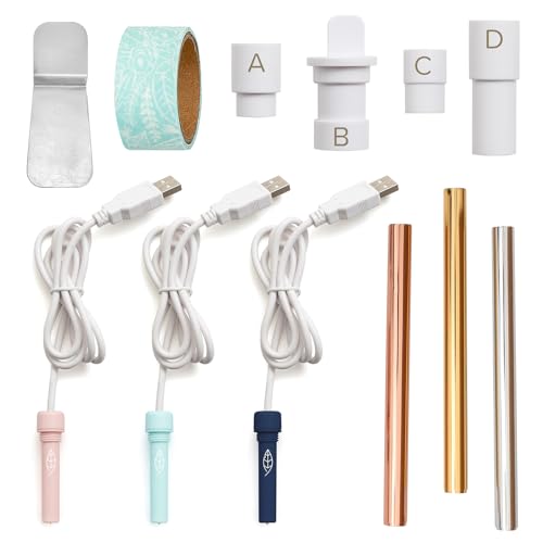 We R Memory Keepers, Foil Quill Starter Kit, Includes 3 Pens, 4 Adaptors, 3 Foil Rolls, 1 Washi Tape Roll, 1 Protective Plate, Compatible With Most Die Cutting Machines, Create Foil Transfer Projects
