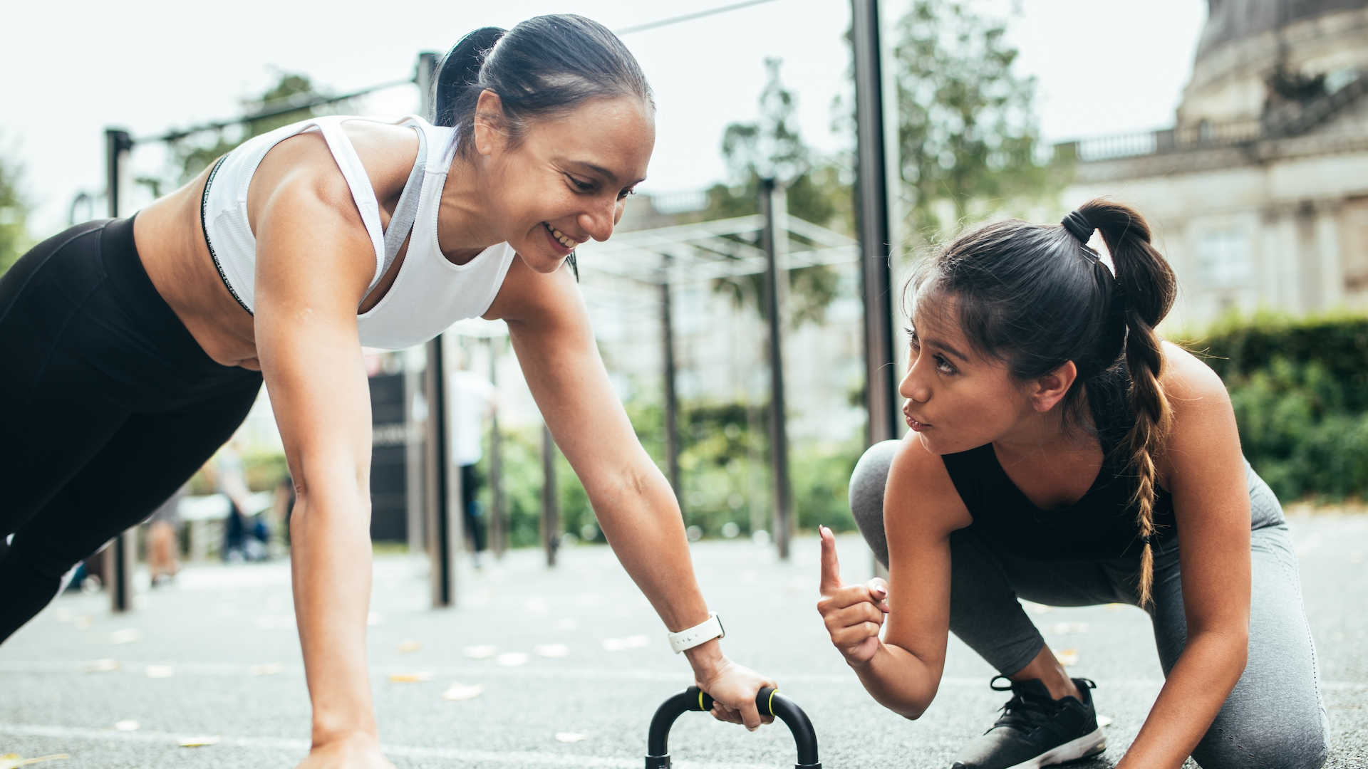 Woman doing a personal training session outdoors
