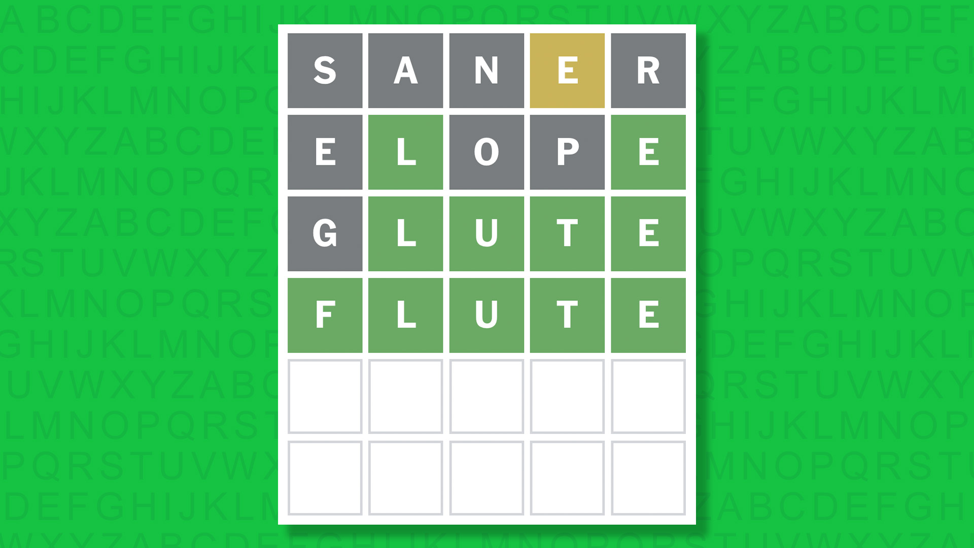 NYT Wordle answer for game 1632 on a green background