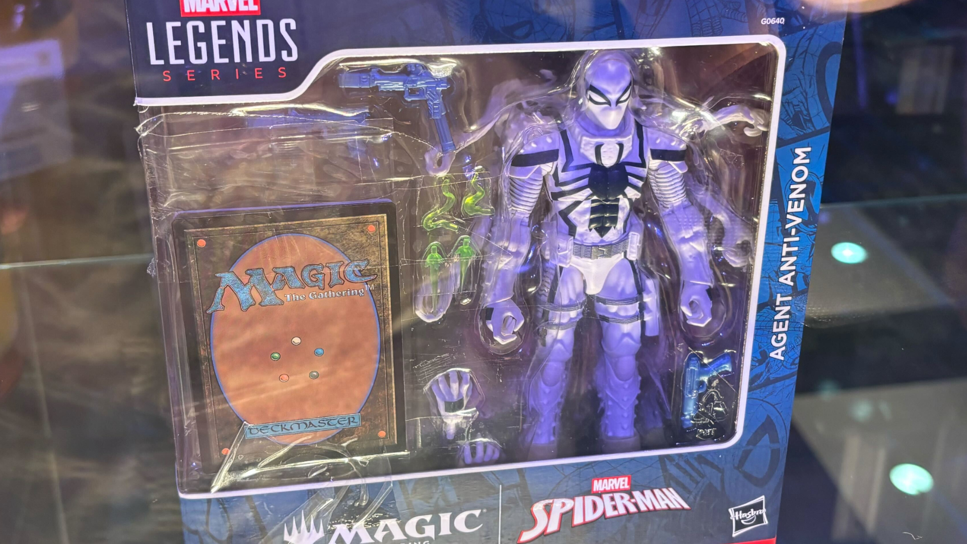 MTG Spider-Man cards in an Agent Anti-Venom action figure pack