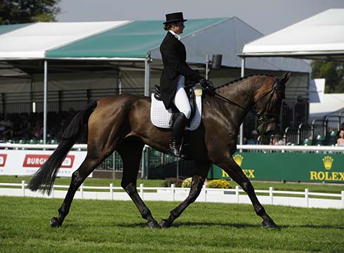 Sophie riding Geronimo in the dressage at Burghley 2013
