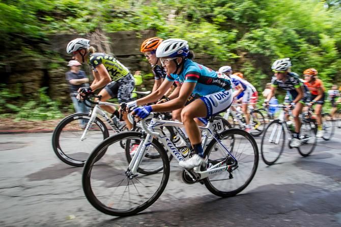 Coryn Rivera (UnitedHealthcare) and Taylor Wiles (Specialized-Lululemon) lead the front of the women&rsquo;s field up the climb