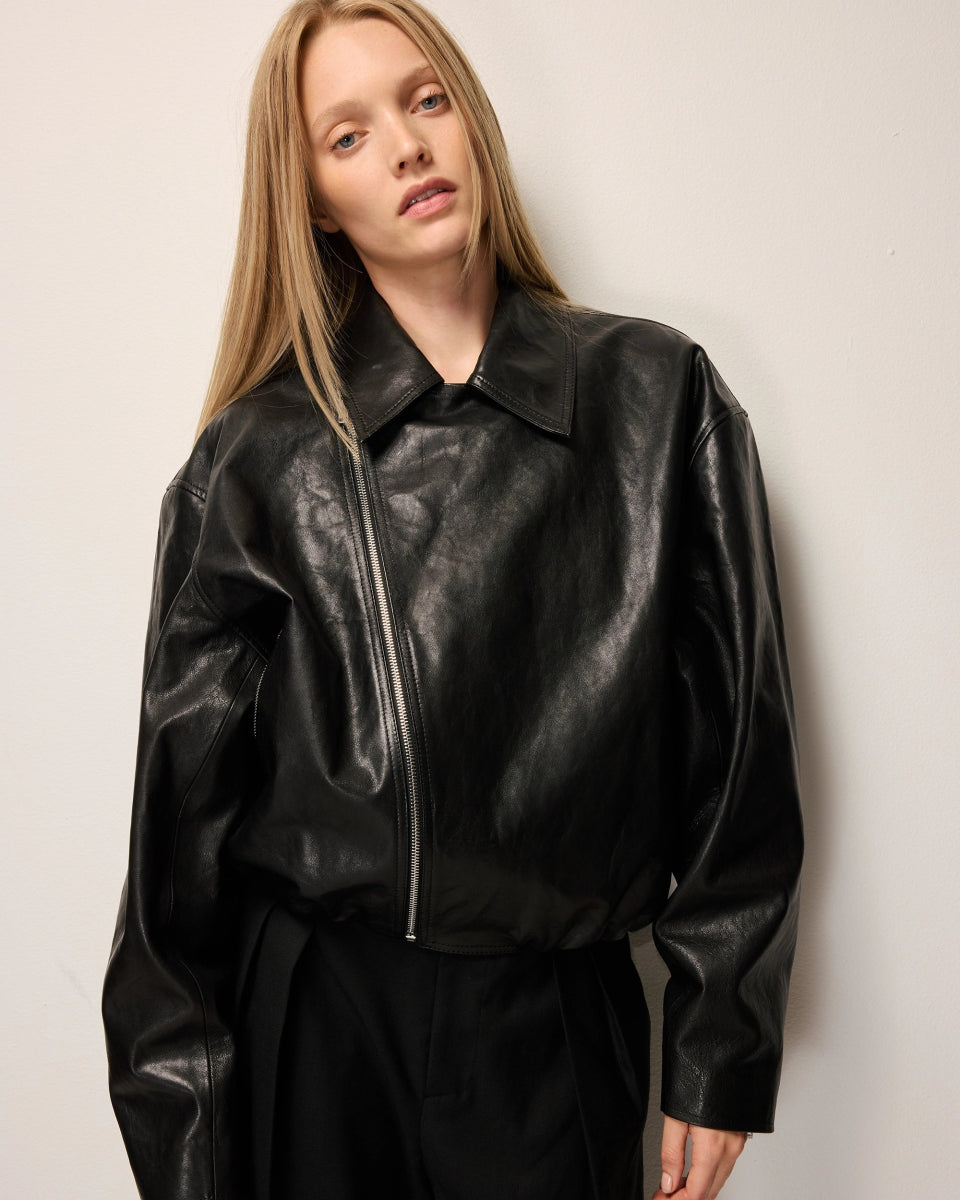 Leather Moto Jacket | Black
