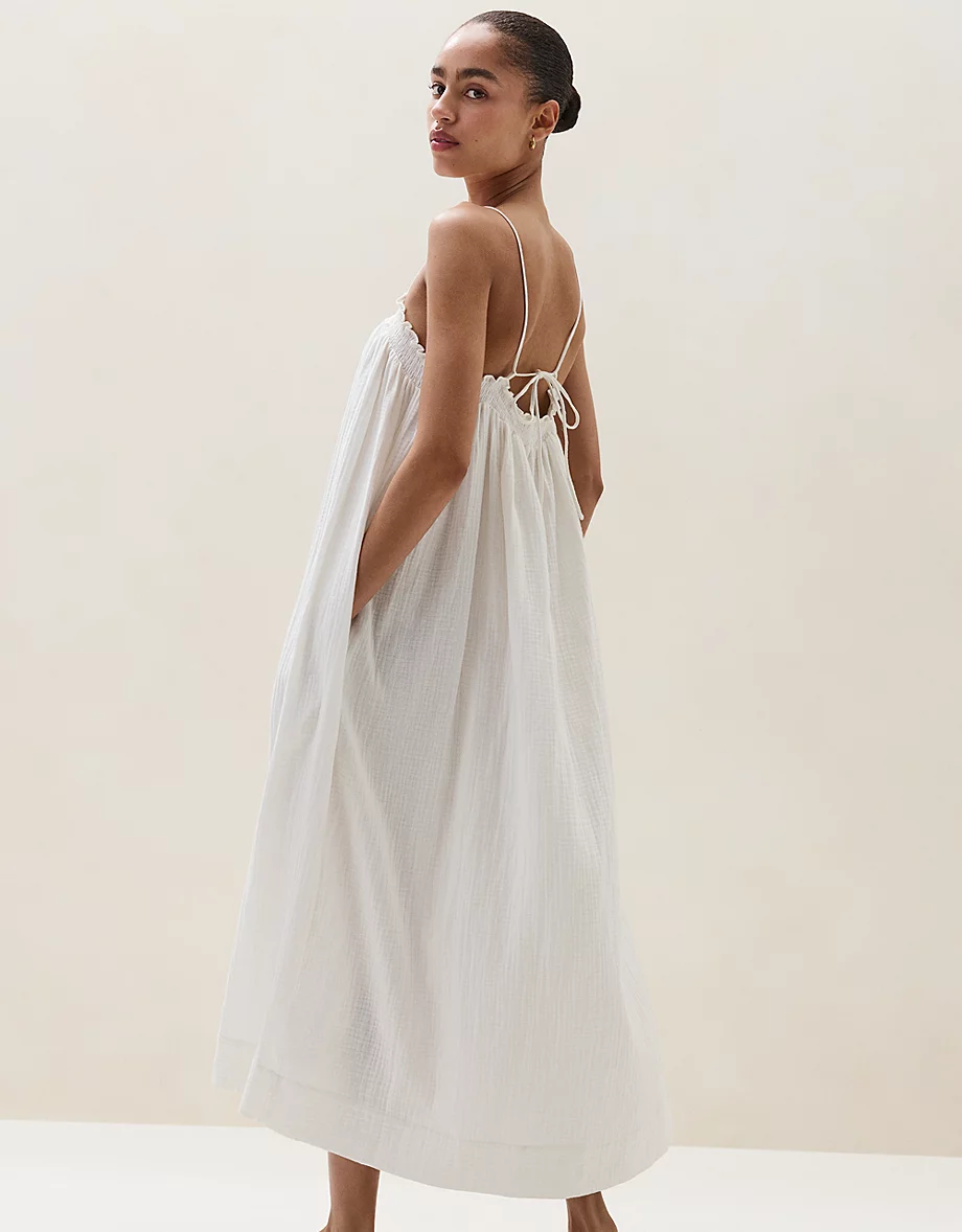The White Company, Organic Double Cotton Smocked Dress
