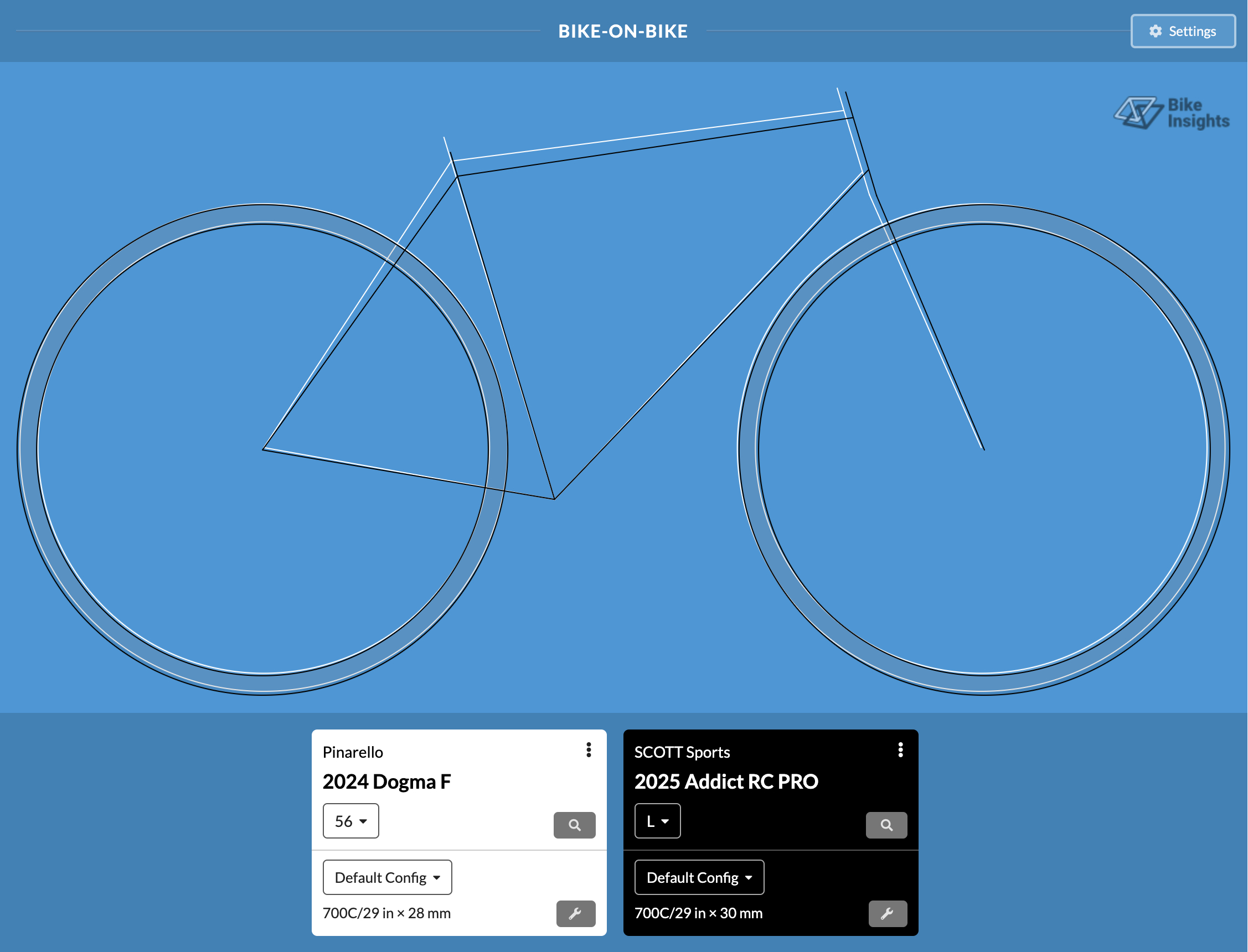 Geometry overlay of two bikes