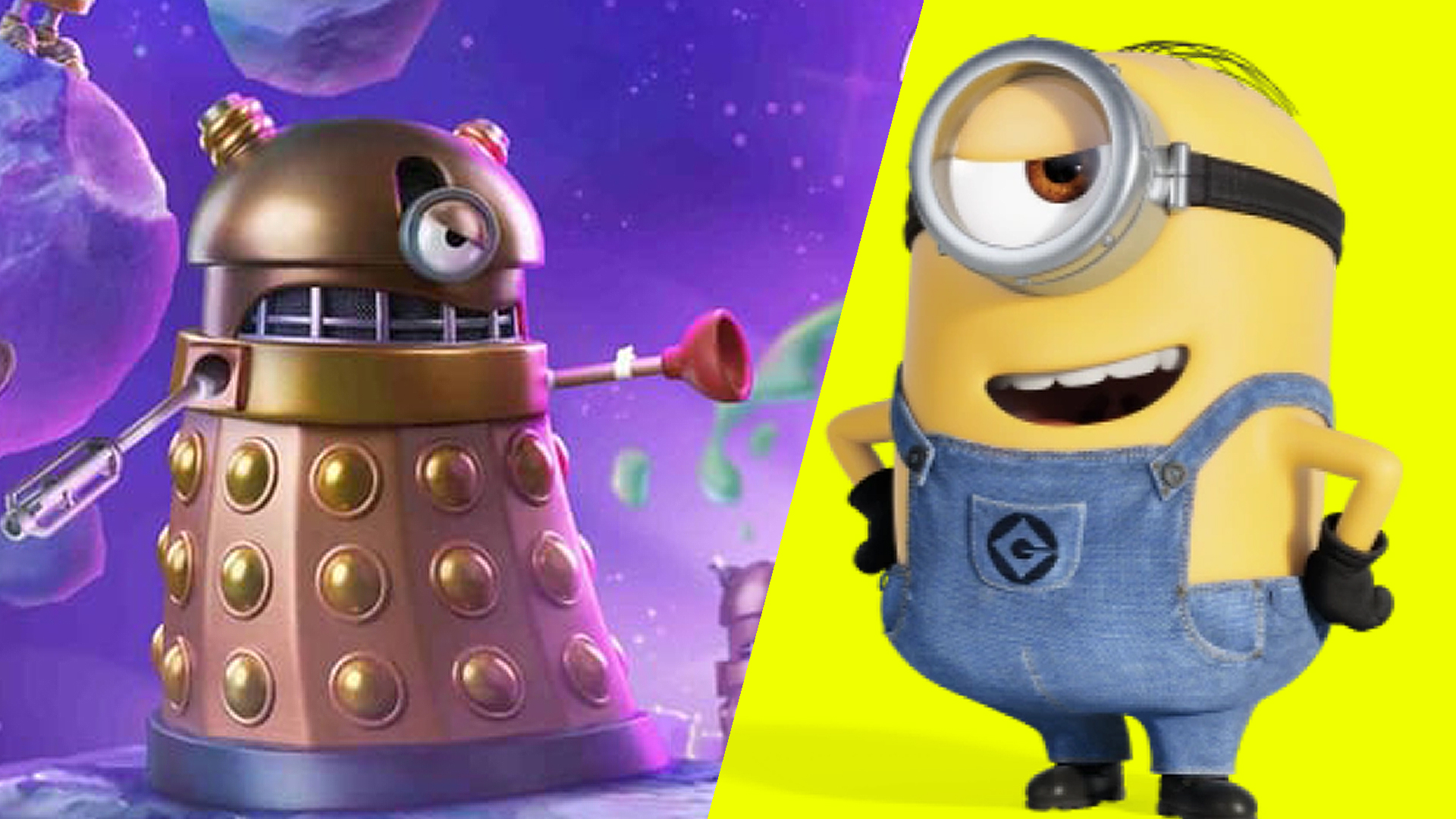 A dalek from the Doctor Who animation and a minion from the Minions