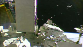 Shane Kimbrough replaced cameras outside the Japanese Kibo module for a "get-ahead" task after he completed his objectives during his fifth spacewalk on March 24, 2017.