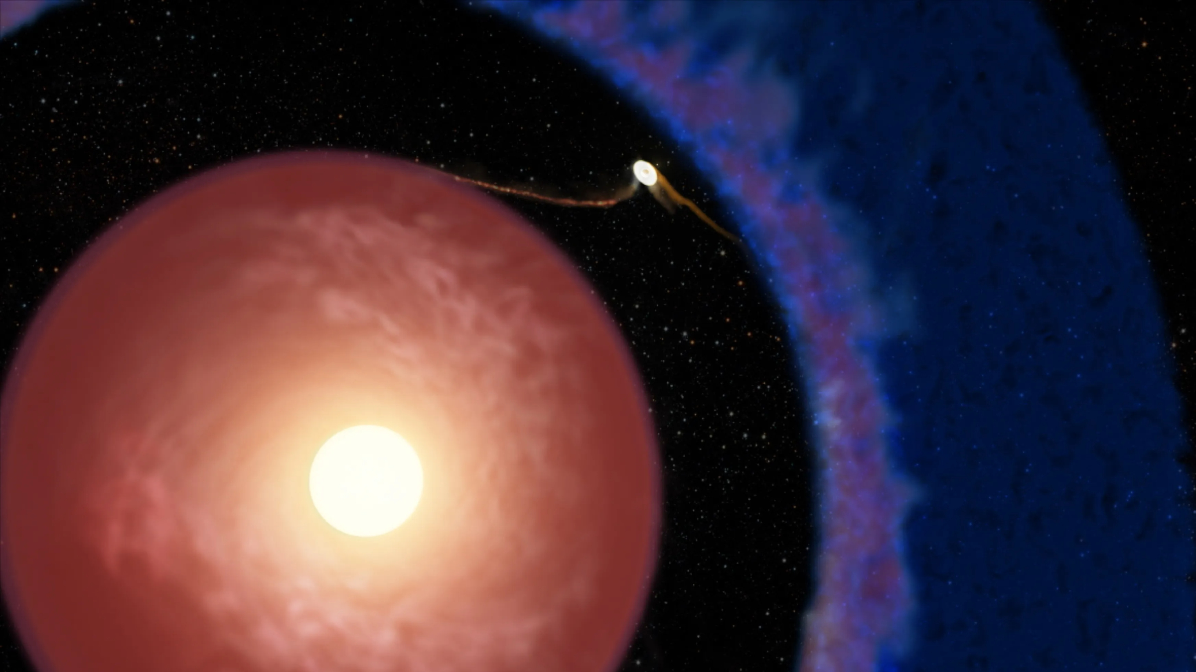 Illustration of exoplanet forming in a gap of a star's protoplanetary disk 