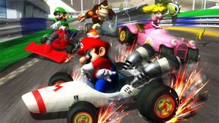 best Nintendo DS games: Mario characters racing karts against each other