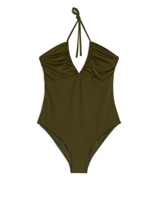 Halterneck Swimsuit - Dark Green - Arket Gb